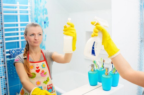 Cleaner working in a Haringey family home living room