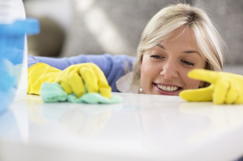 Local carpet cleaner treating a hallway carpet in Haringey